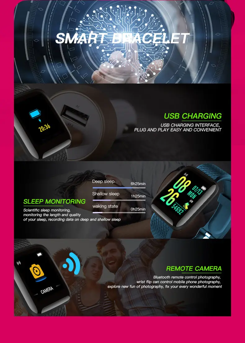 116Plus Cross-Border Smart Bracelet with Color Screen & E-Readout — feature 10