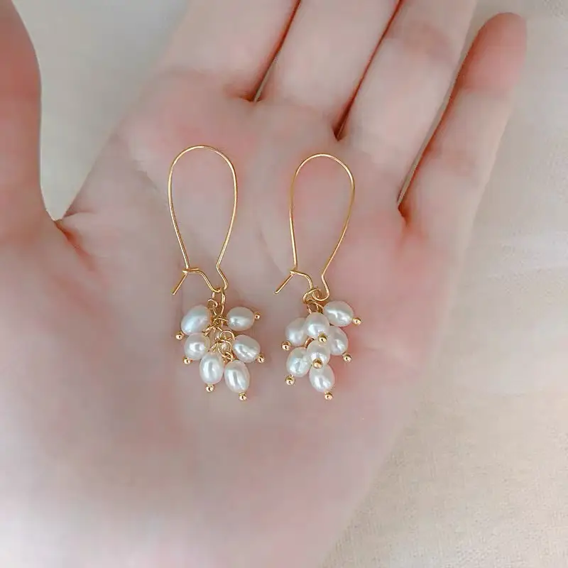 18k Gold Plated Pearl Grape Earrings for Women