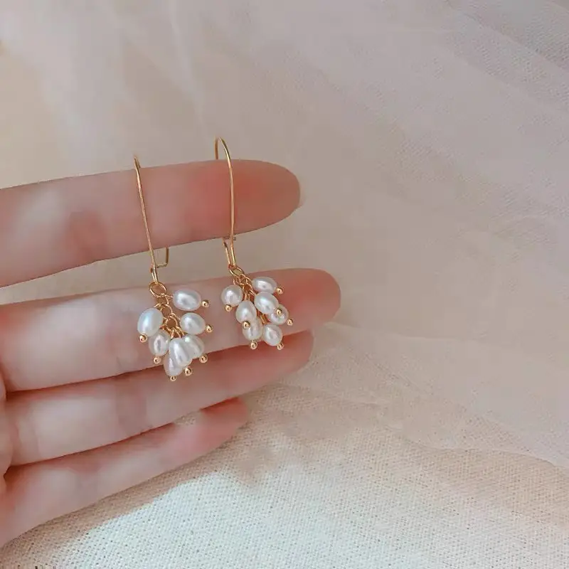 18k Gold Plated Pearl Grape Earrings for Women