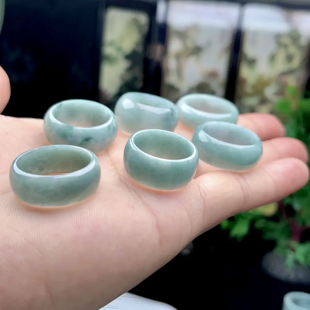 Blue Water Oil Jade Ring A-Grade Jewelry - Image 3