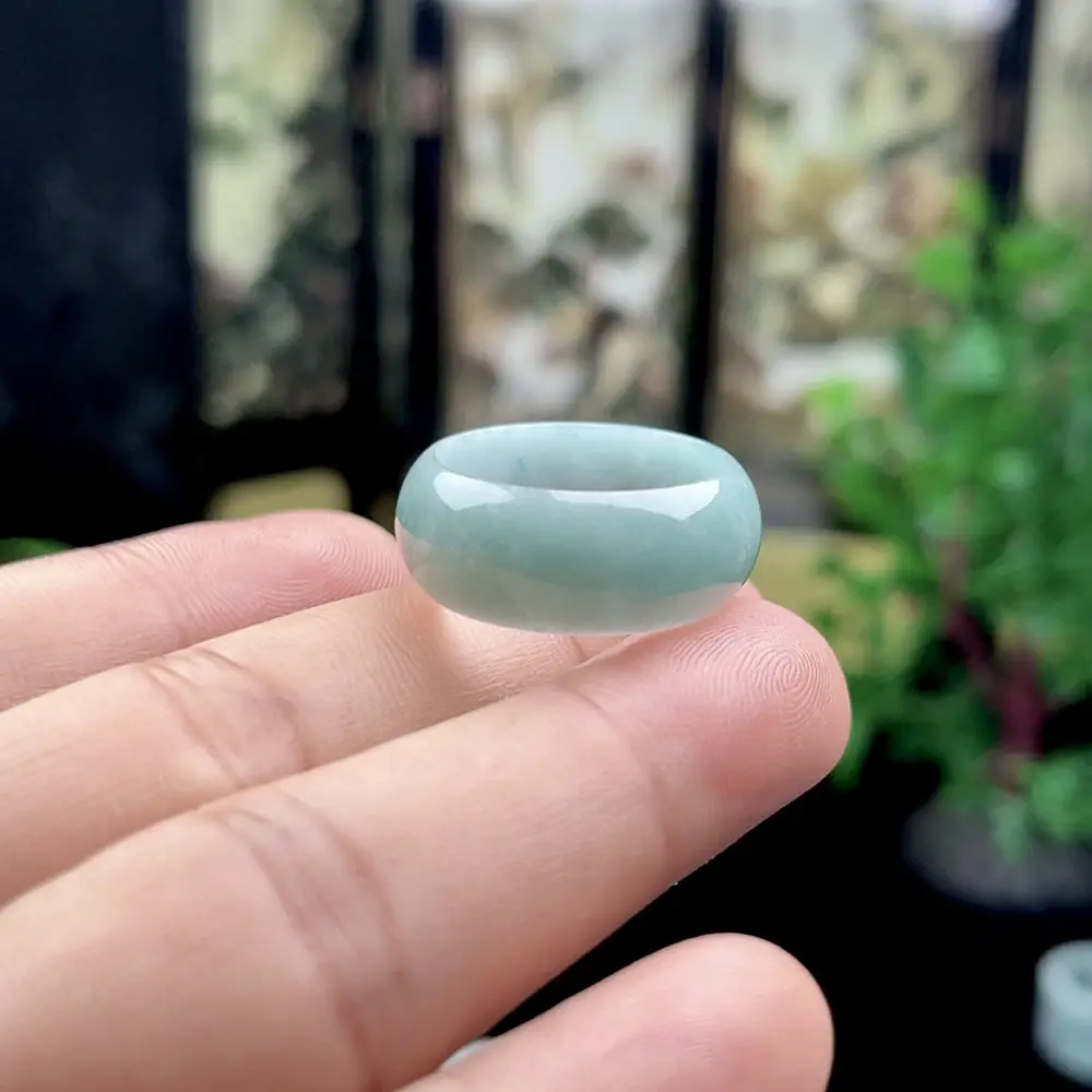 Blue Water Oil Jade Ring A-Grade Jewelry - Image 4