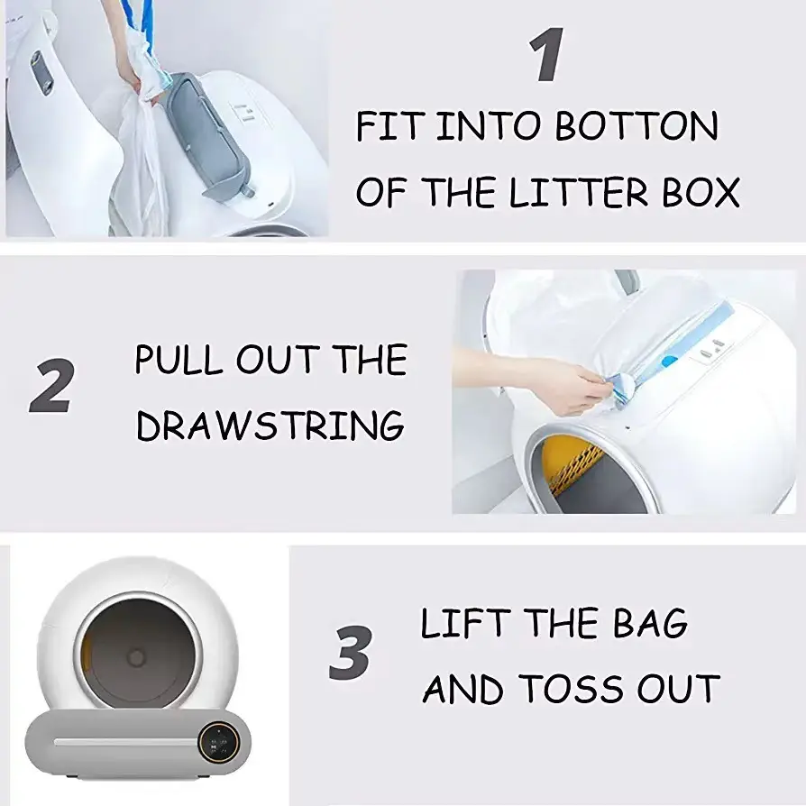 Neutral Large Thickeneded Garbage Bag Disposable Poop-Free Rolled Drawstring Automatic Closing Cat Toilet Poop Bag — feature 7
