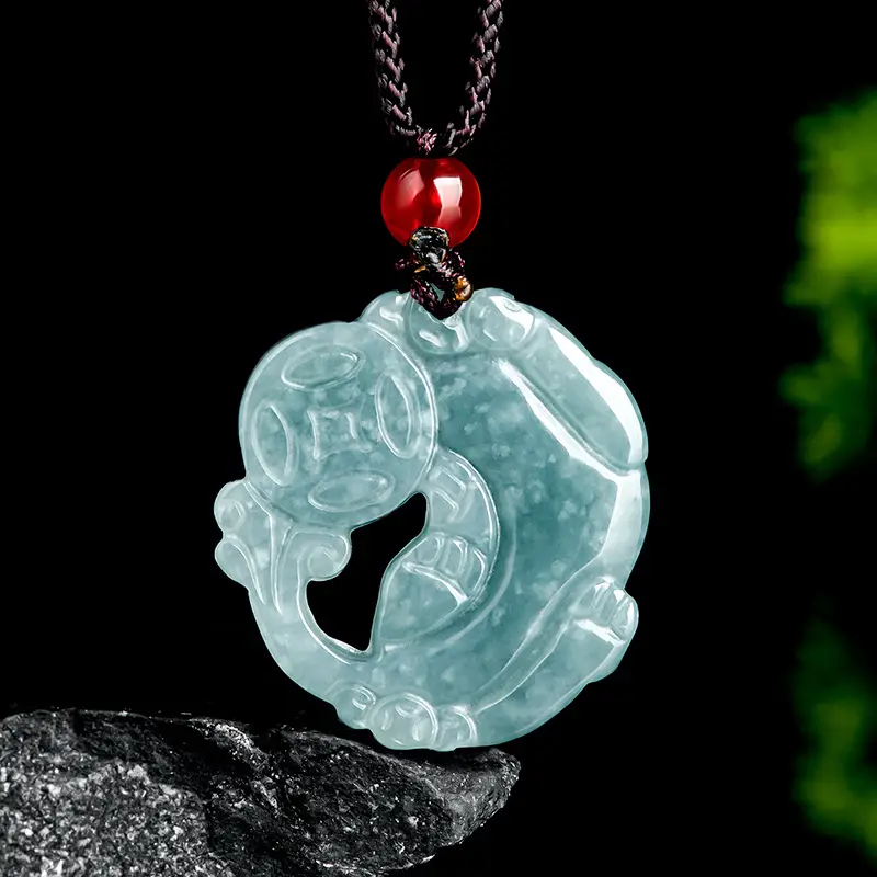 Jade Blue Water Money Pendant for Men Women
