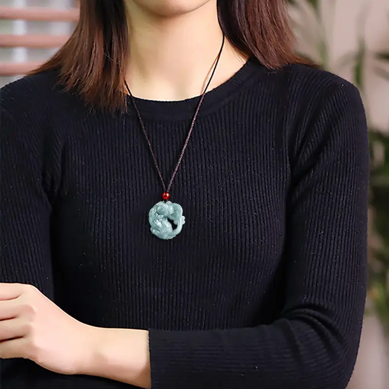 Jade Blue Water Money Pendant for Men Women
