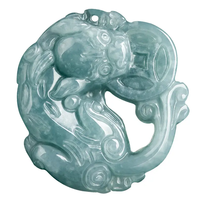 Jade Blue Water Money Pendant for Men Women