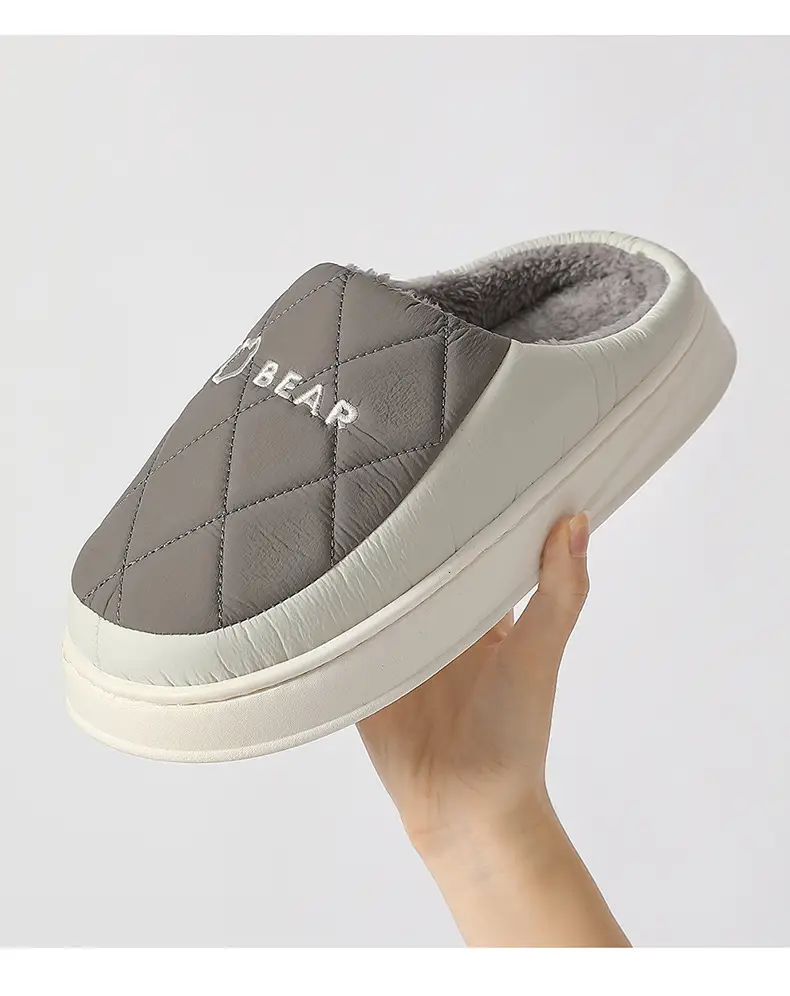 Cotton slippers down couple women's autumn and winter cotton-padded slippers confinement shoes men's indoor cotton-padded shoes for home thickened warm — feature 23