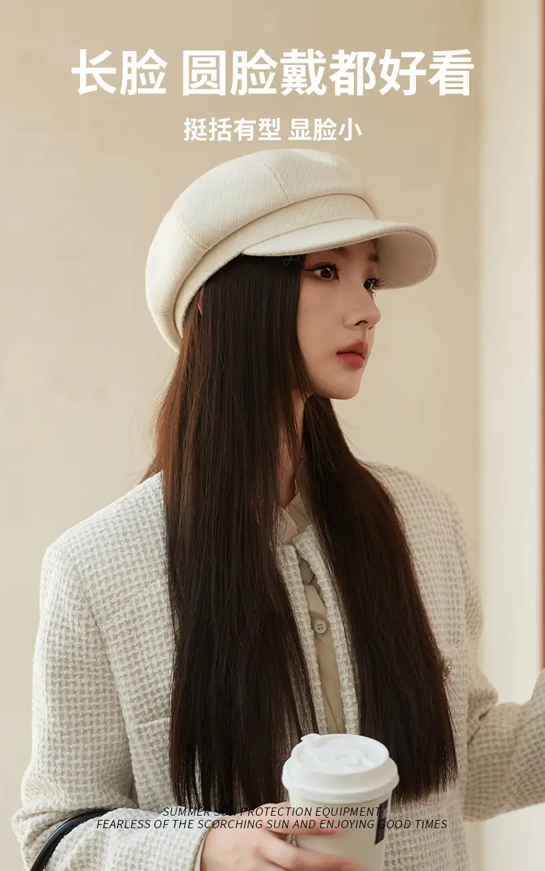 Women's Autumn Winter Octagonal Woolen Hat with Metal Logo — feature 4