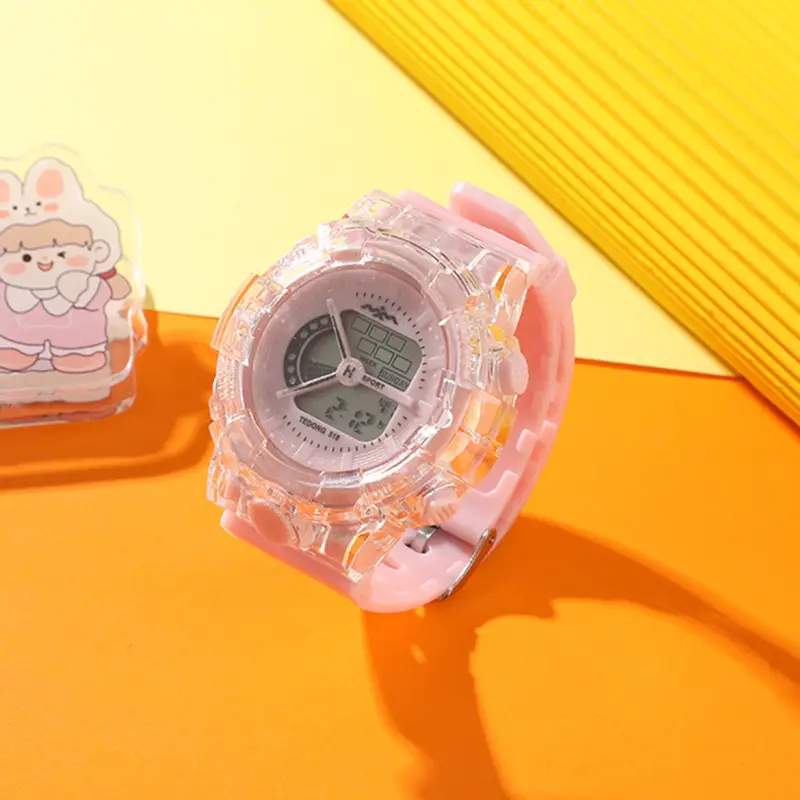 Pink Clear Crystal Digital Watch for Girls — feature 6