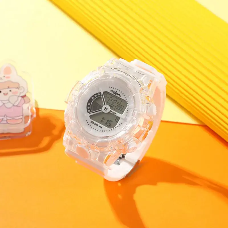 Pink Clear Crystal Digital Watch for Girls - Image 2