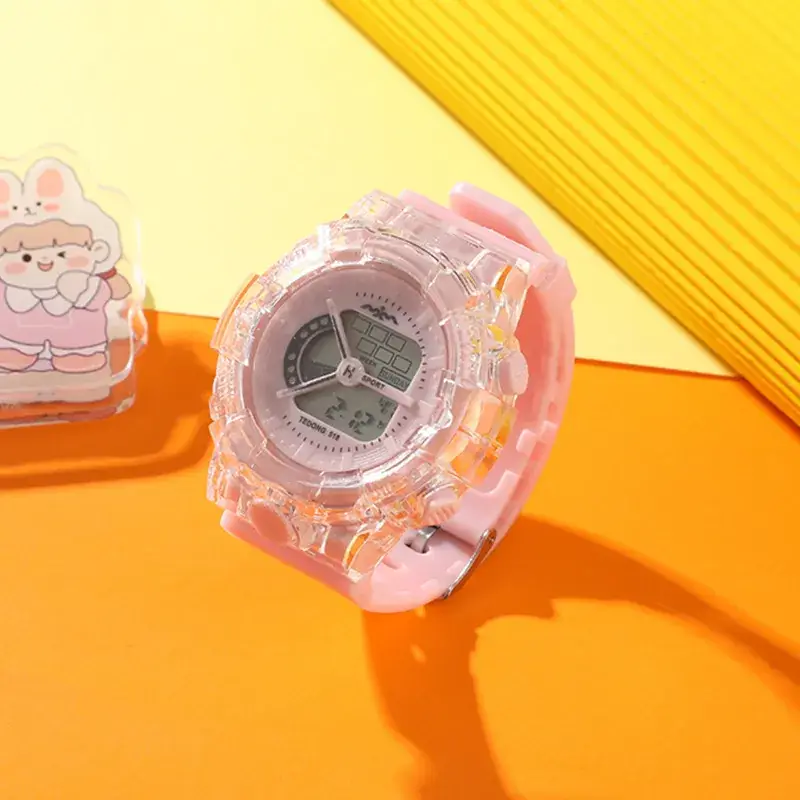 Pink Clear Crystal Digital Watch for Girls - Image 3