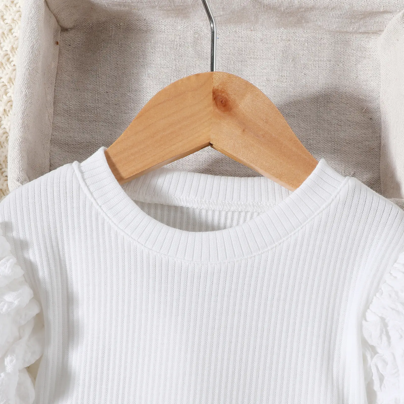 White Ruffled Sleeve Girls Top Set for Girls - Image 4