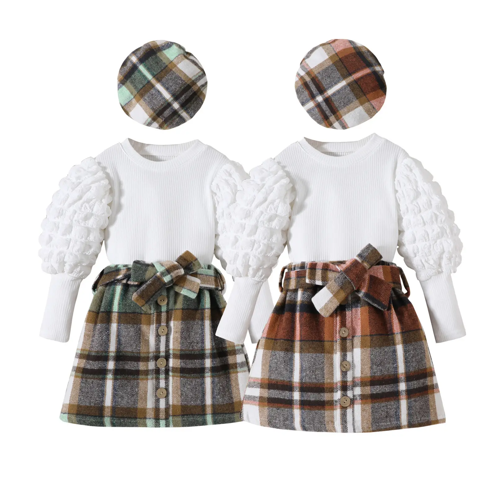 White Ruffled Sleeve Girls Top Set for Girls - Image 6