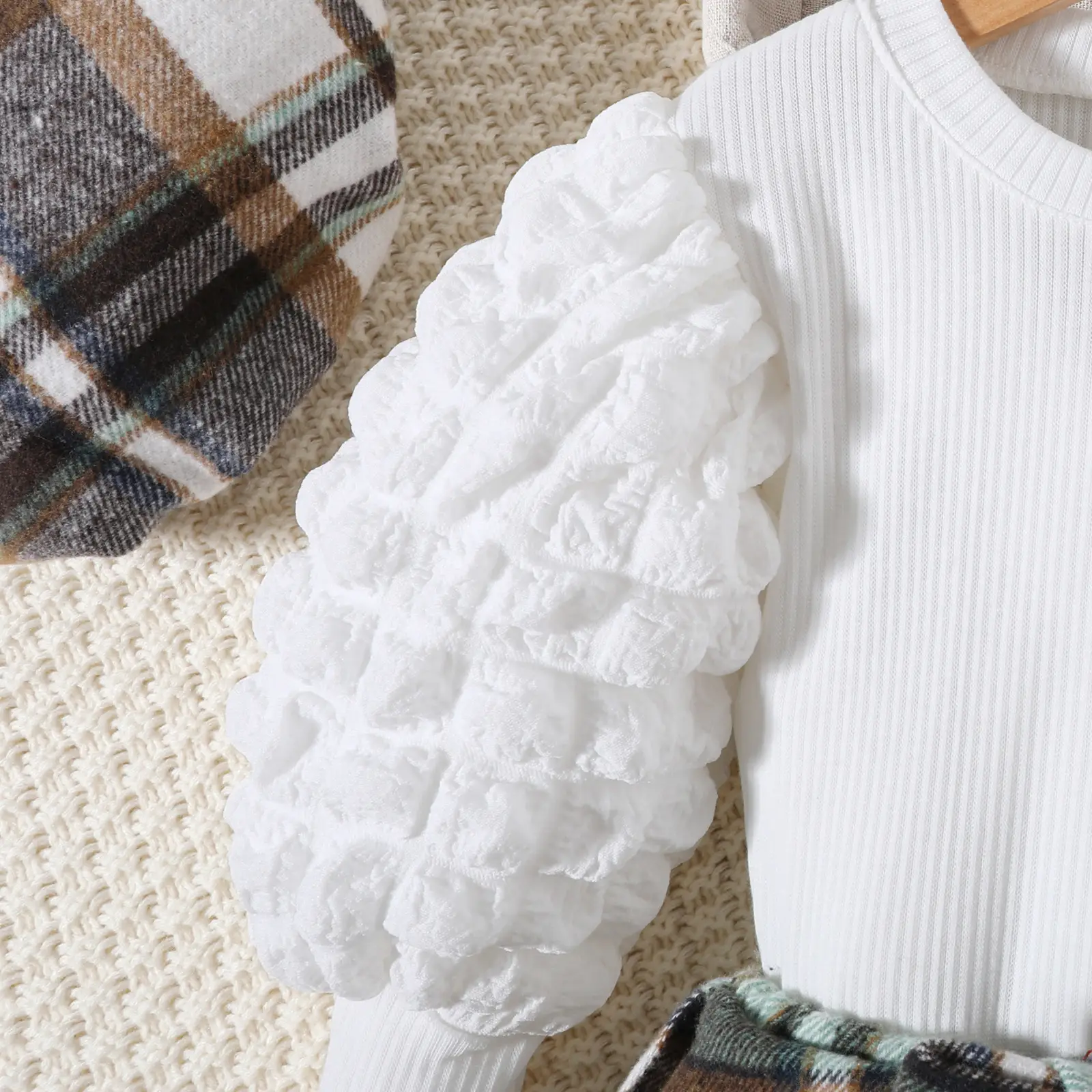 White Ruffled Sleeve Girls Top Set for Girls — feature 4