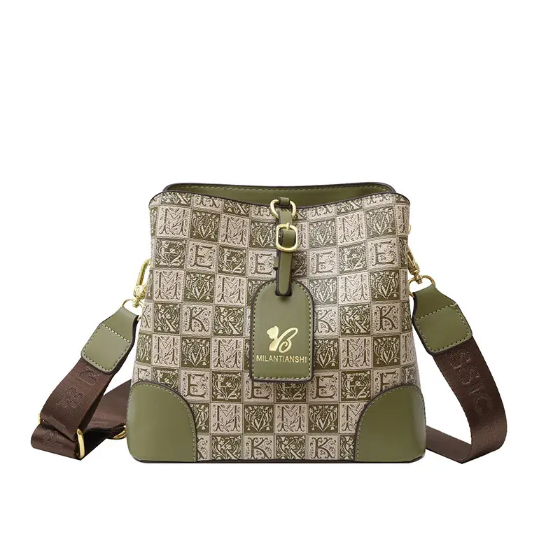 Women's Letter Printed Shoulder Bag Brown Tan 2024 - Image 8