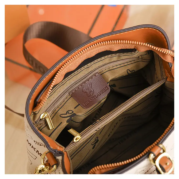 Women's Letter Printed Shoulder Bag Brown Tan 2024 — feature 29