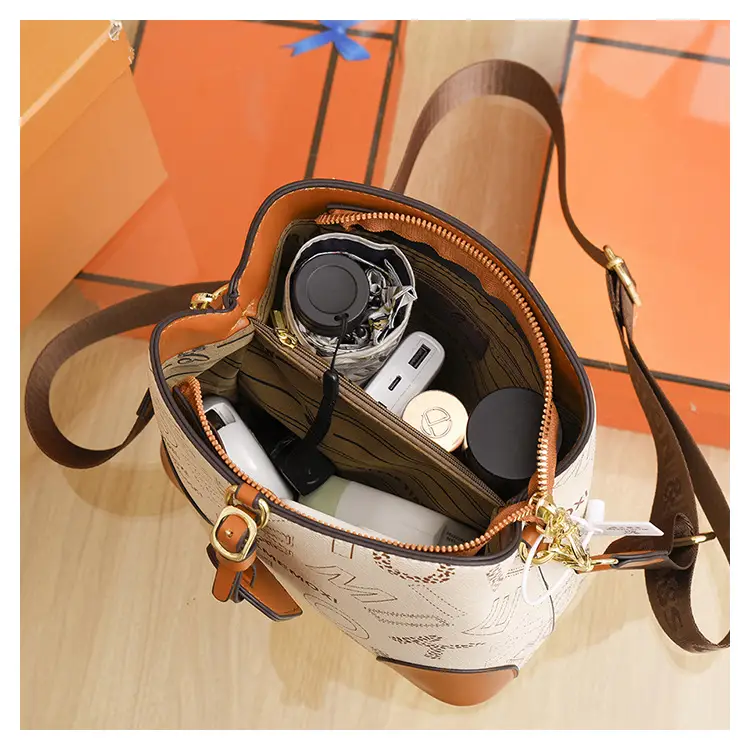 Women's Letter Printed Shoulder Bag Brown Tan 2024 — feature 30
