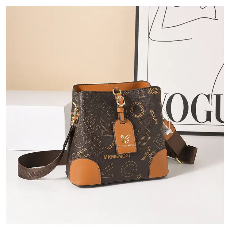 Women's Letter Printed Shoulder Bag Brown Tan 2024 — feature 34