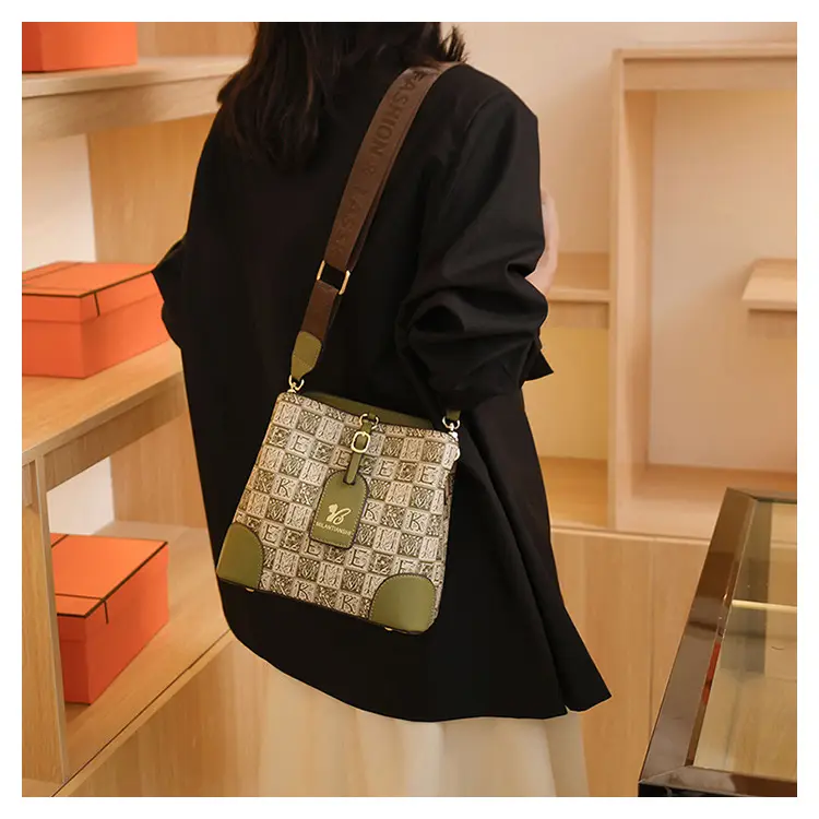 Women's Letter Printed Shoulder Bag Brown Tan 2024 — feature 40