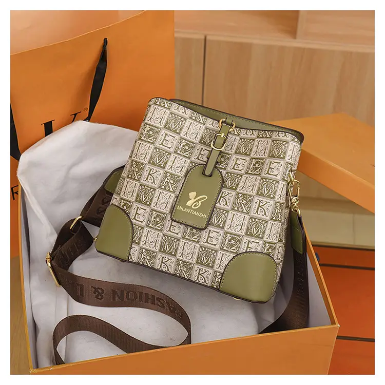 Women's Letter Printed Shoulder Bag Brown Tan 2024 — feature 41