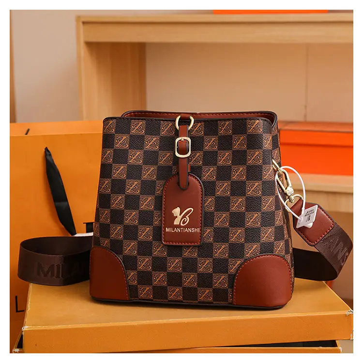 Women's Letter Printed Shoulder Bag Brown Tan 2024 — feature 42