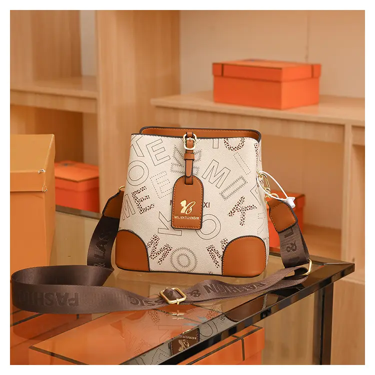 Women's Letter Printed Shoulder Bag Brown Tan 2024 — feature 46