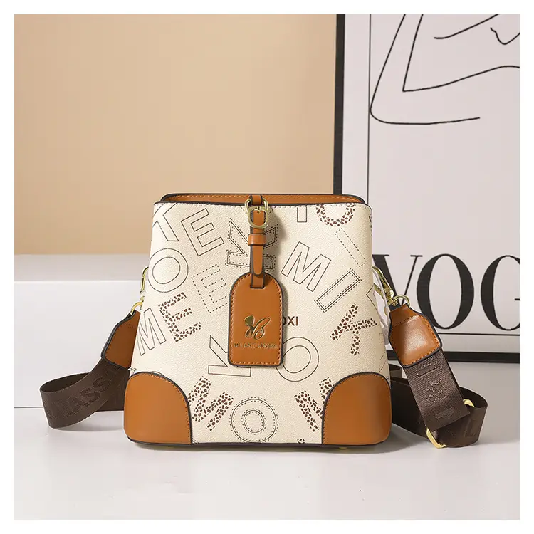 Women's Letter Printed Shoulder Bag Brown Tan 2024 — feature 48