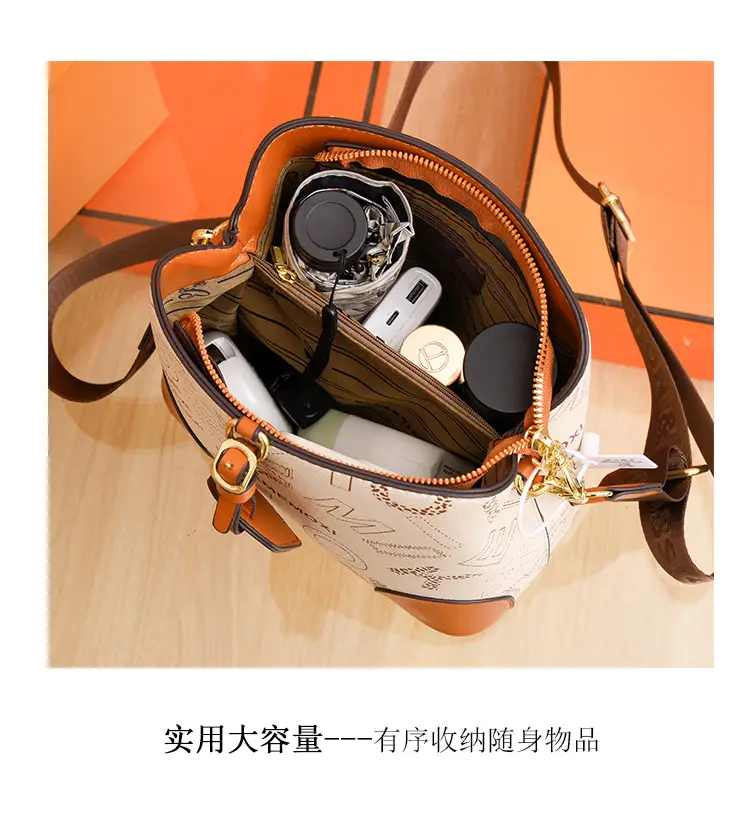 Women's Letter Printed Shoulder Bag Brown Tan 2024 — feature 6