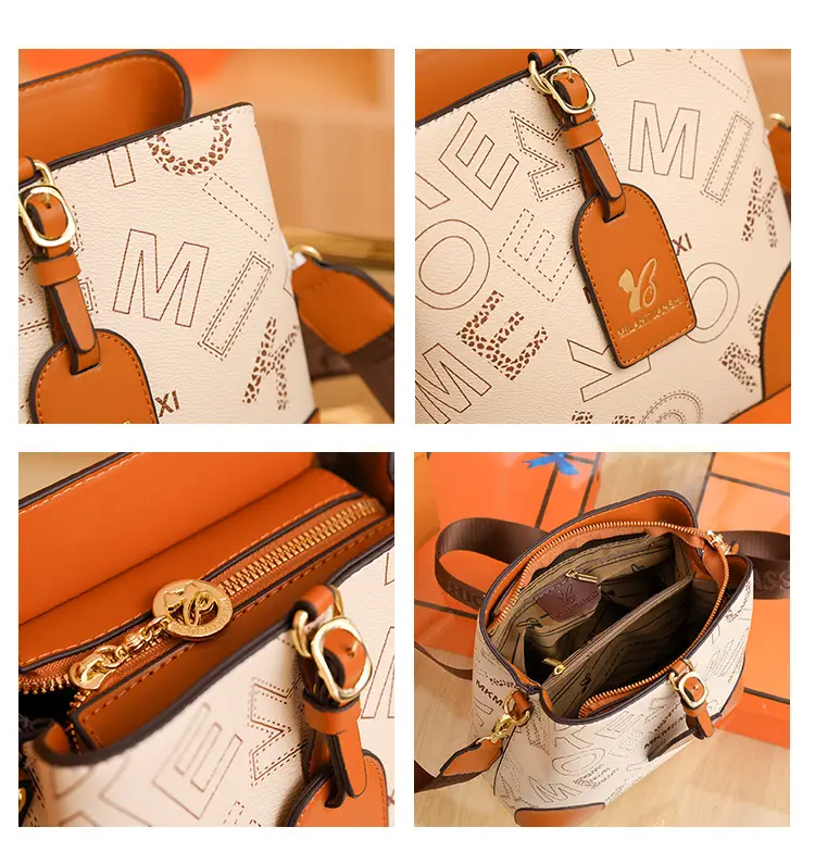 Women's Letter Printed Shoulder Bag Brown Tan 2024 — feature 7