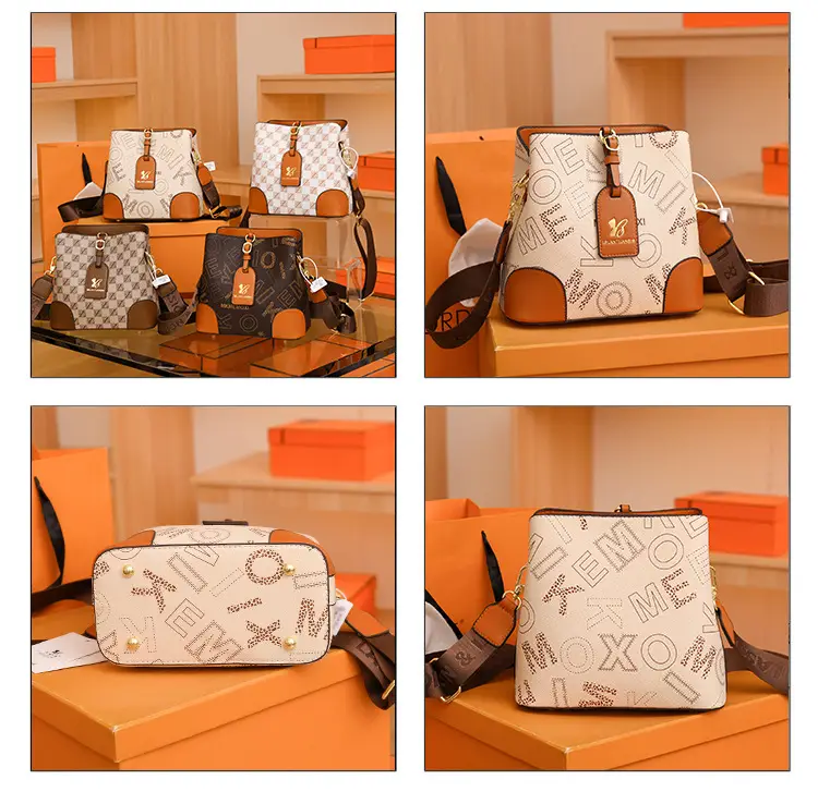 Women's Letter Printed Shoulder Bag Brown Tan 2024 — feature 8