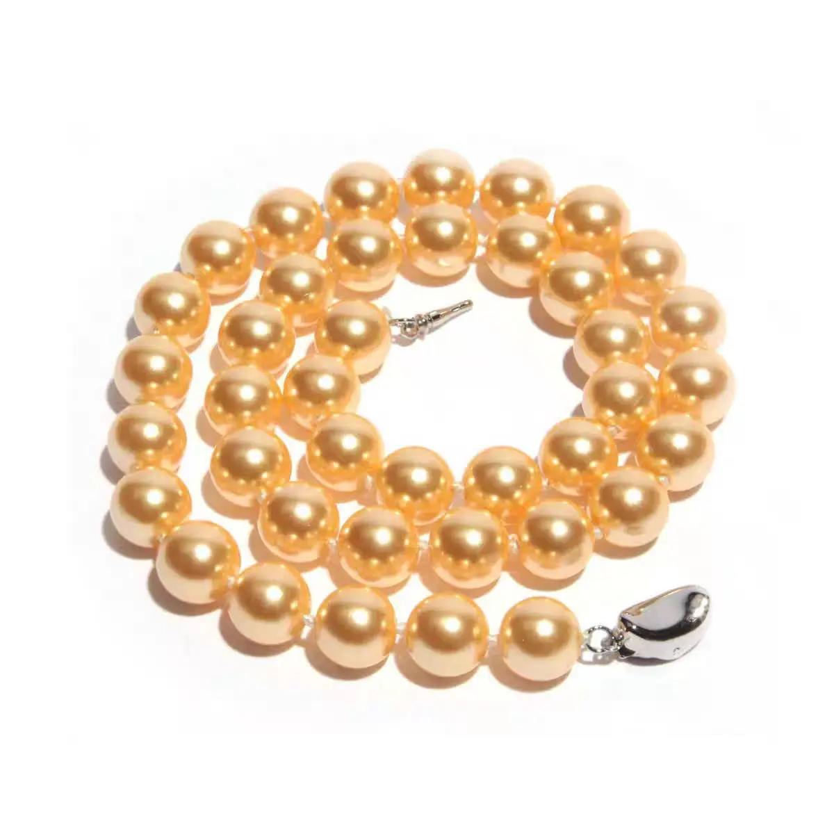 Pearl Beaded Clasp Necklace with Gold Flower Centerpiece - Image 11