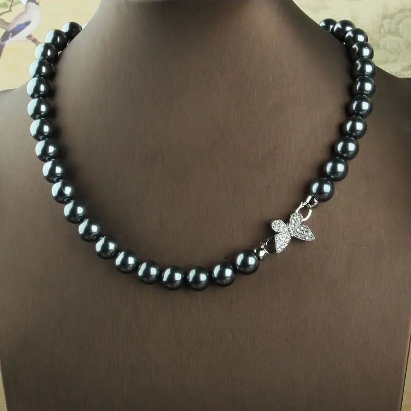 Pearl Beaded Clasp Necklace with Gold Flower Centerpiece - Image 10
