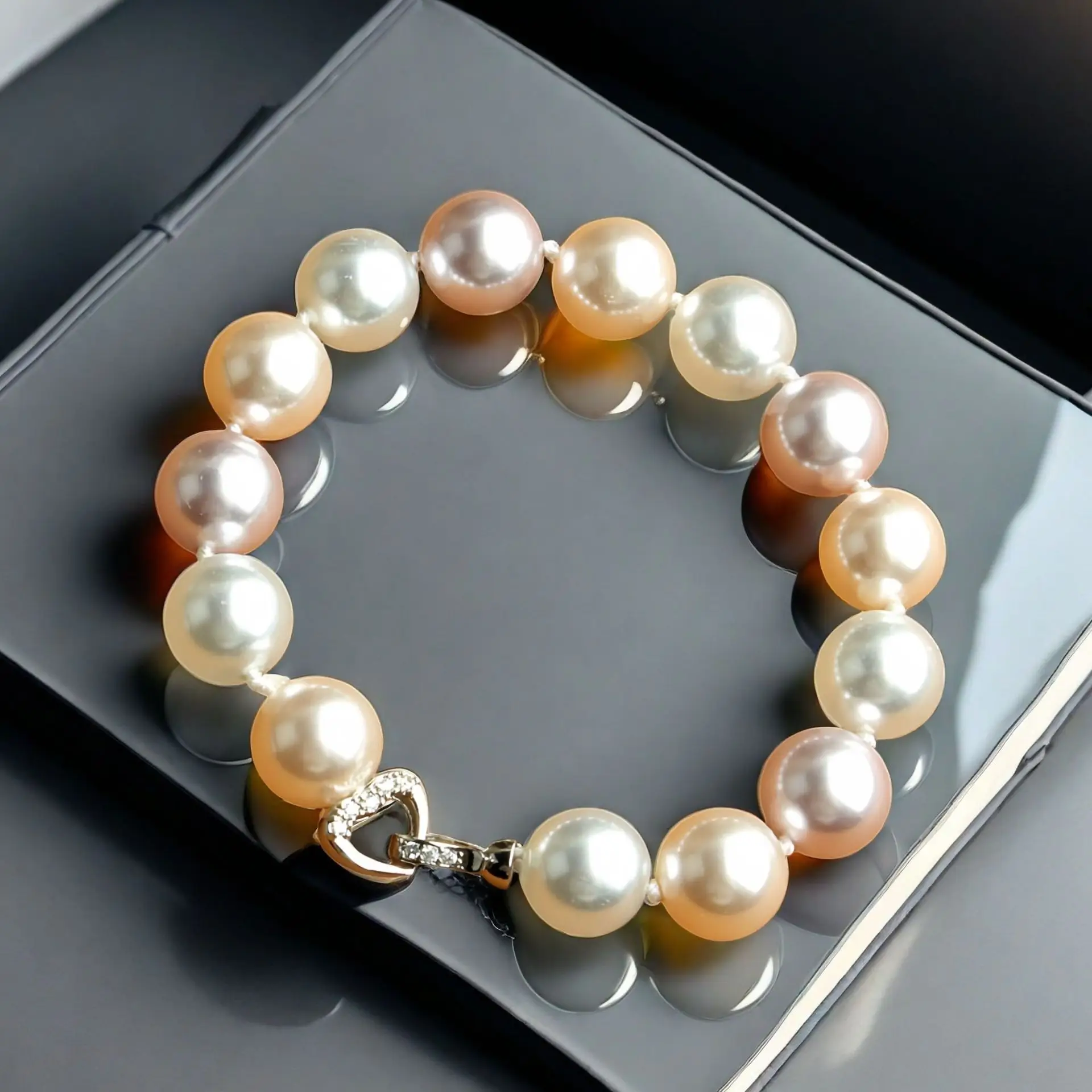 Pearl Beaded Clasp Necklace with Gold Flower Centerpiece - Image 12