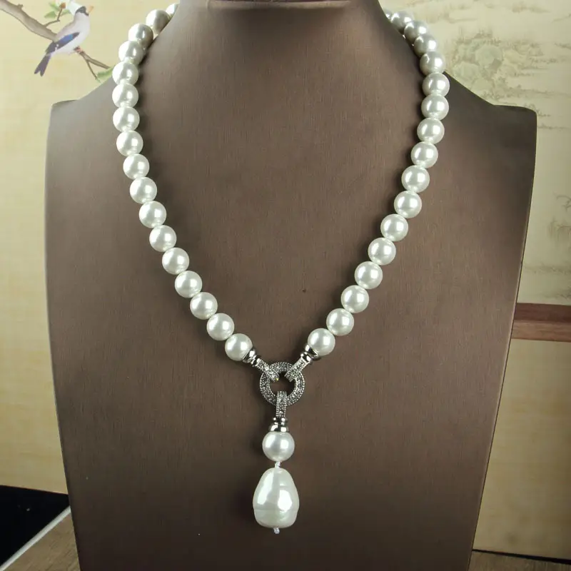 Pearl Beaded Clasp Necklace with Gold Flower Centerpiece - Image 5