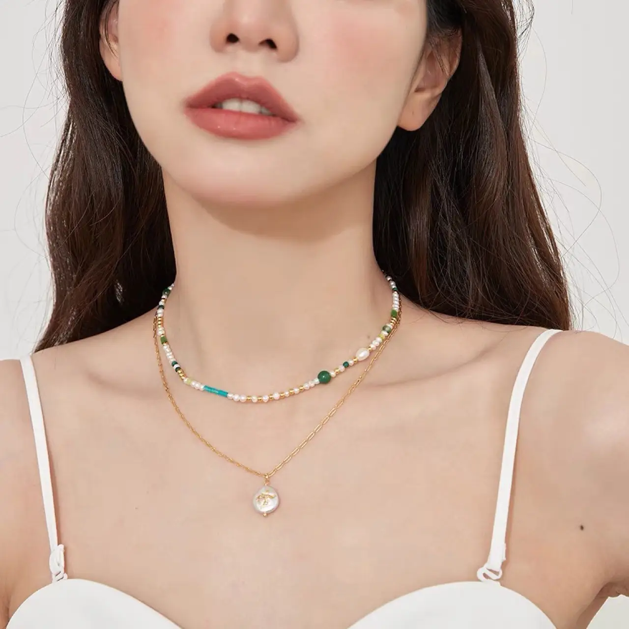 Elegant Pearl Necklace for Women Gold Chain