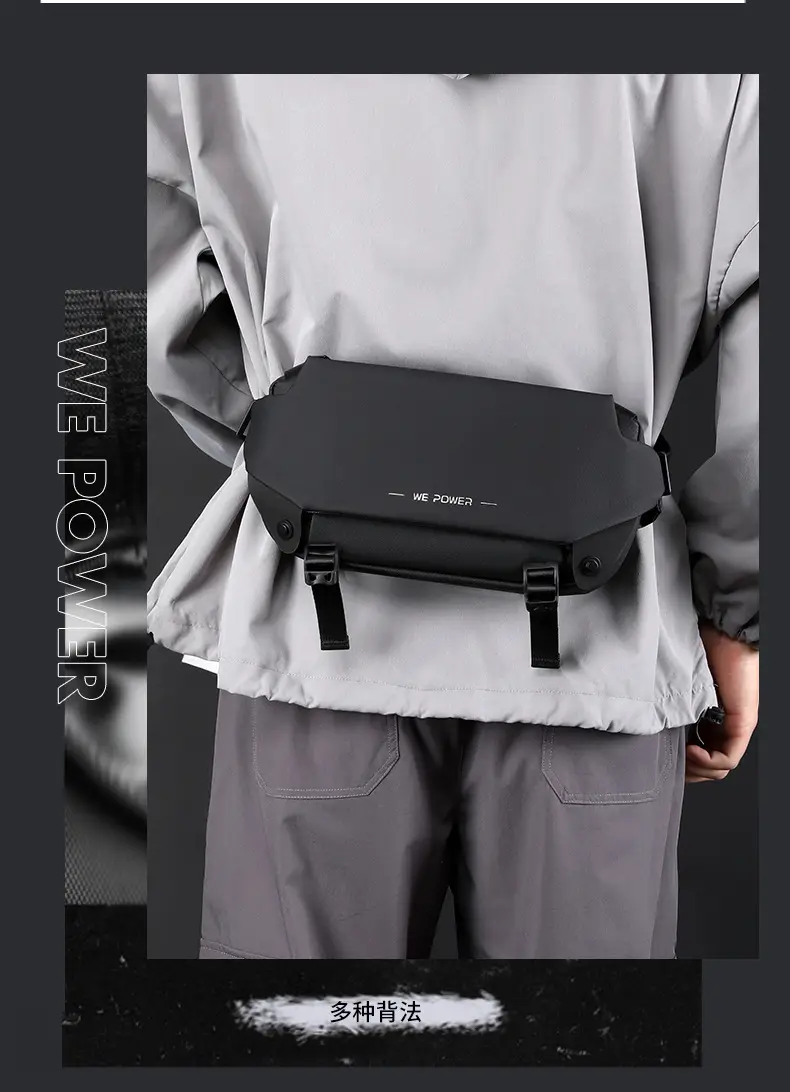 Men's Invisible Water Cup Shoulder Bag Black — feature 13