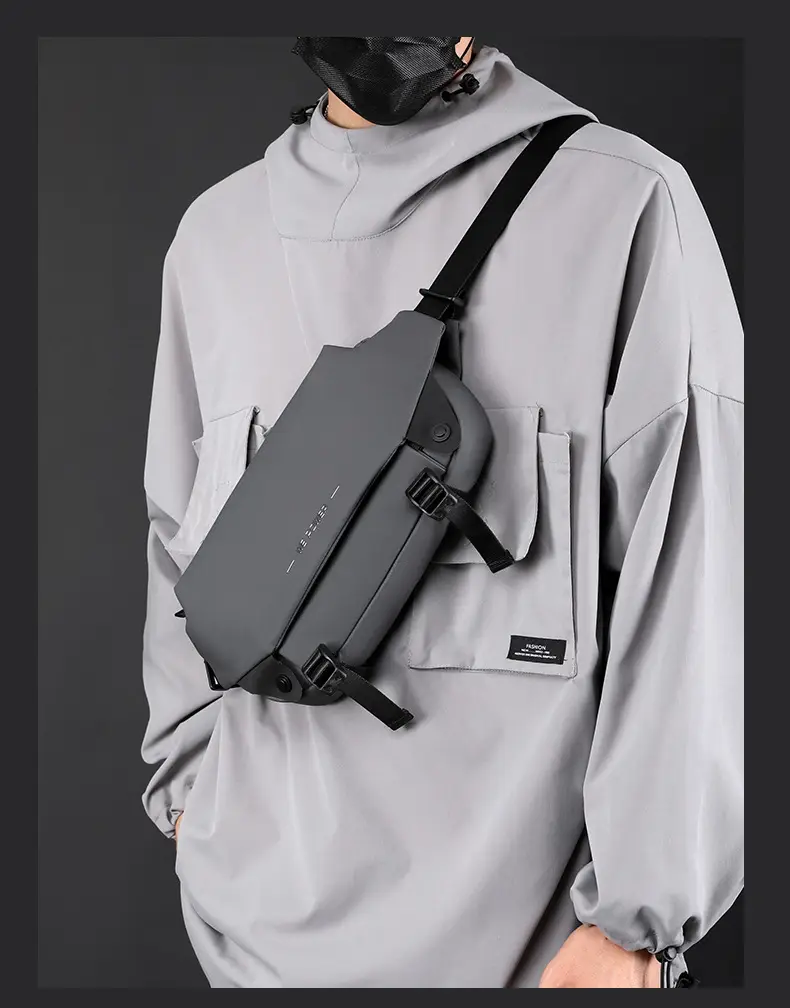 Men's Invisible Water Cup Shoulder Bag Black — feature 16