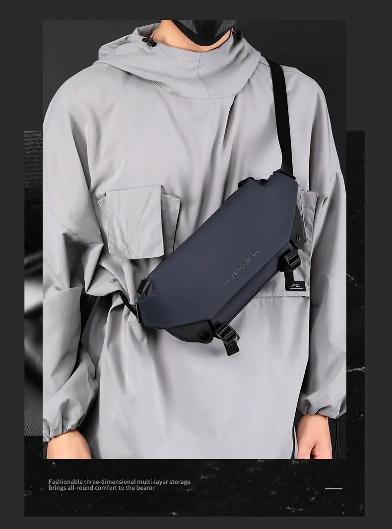 Men's Invisible Water Cup Shoulder Bag Black — feature 18