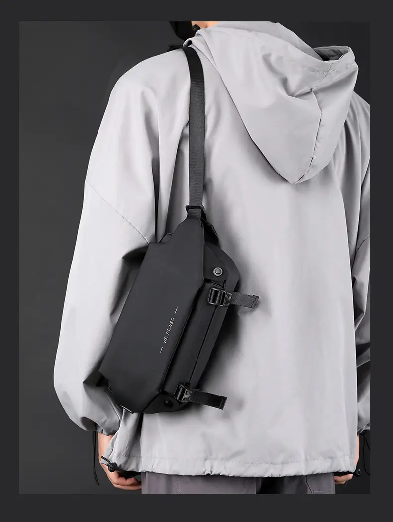 Men's Invisible Water Cup Shoulder Bag Black — feature 19