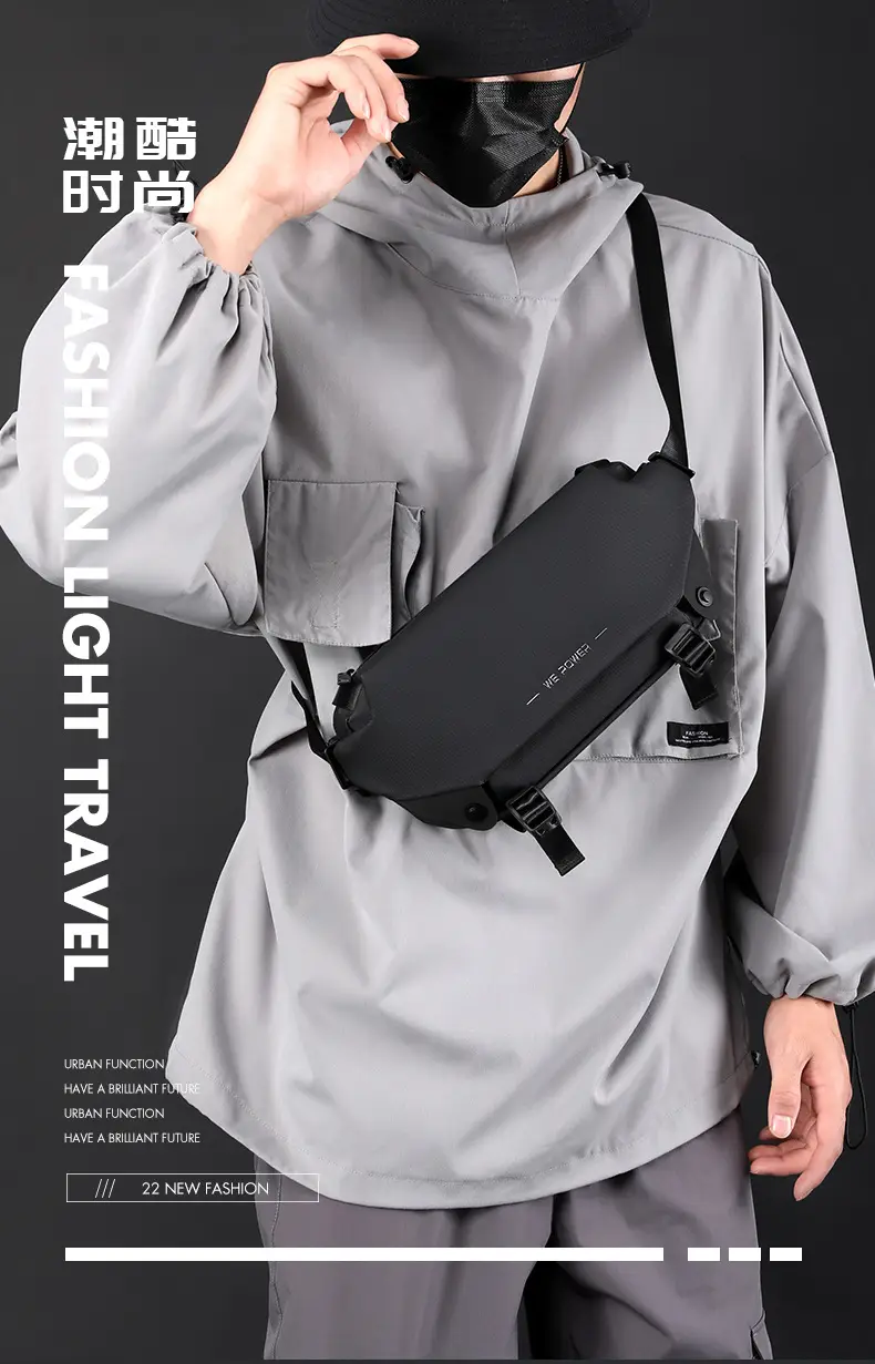 Men's Invisible Water Cup Shoulder Bag Black — feature 2