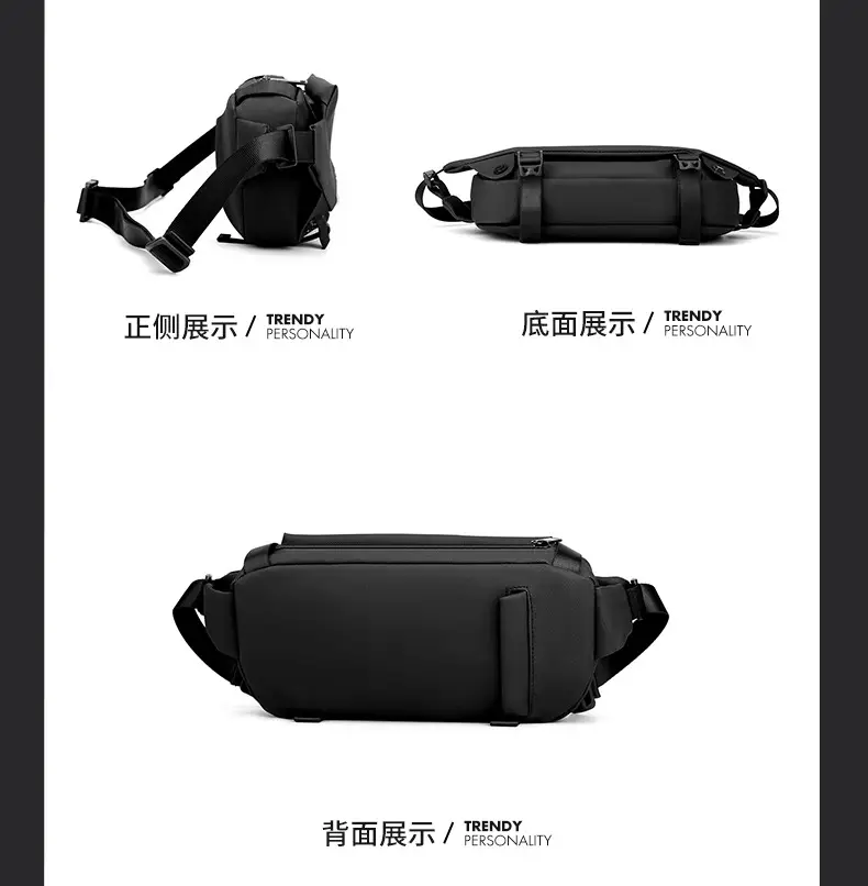 Men's Invisible Water Cup Shoulder Bag Black — feature 23
