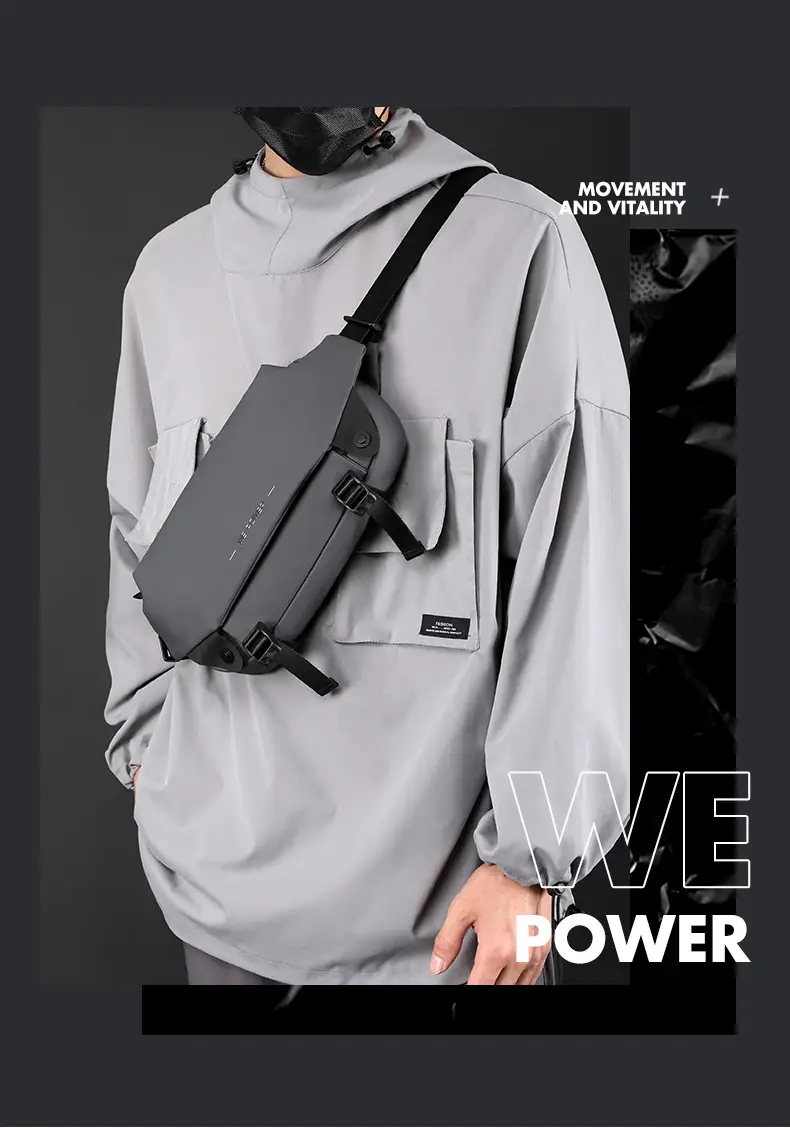 Men's Invisible Water Cup Shoulder Bag Black — feature 3