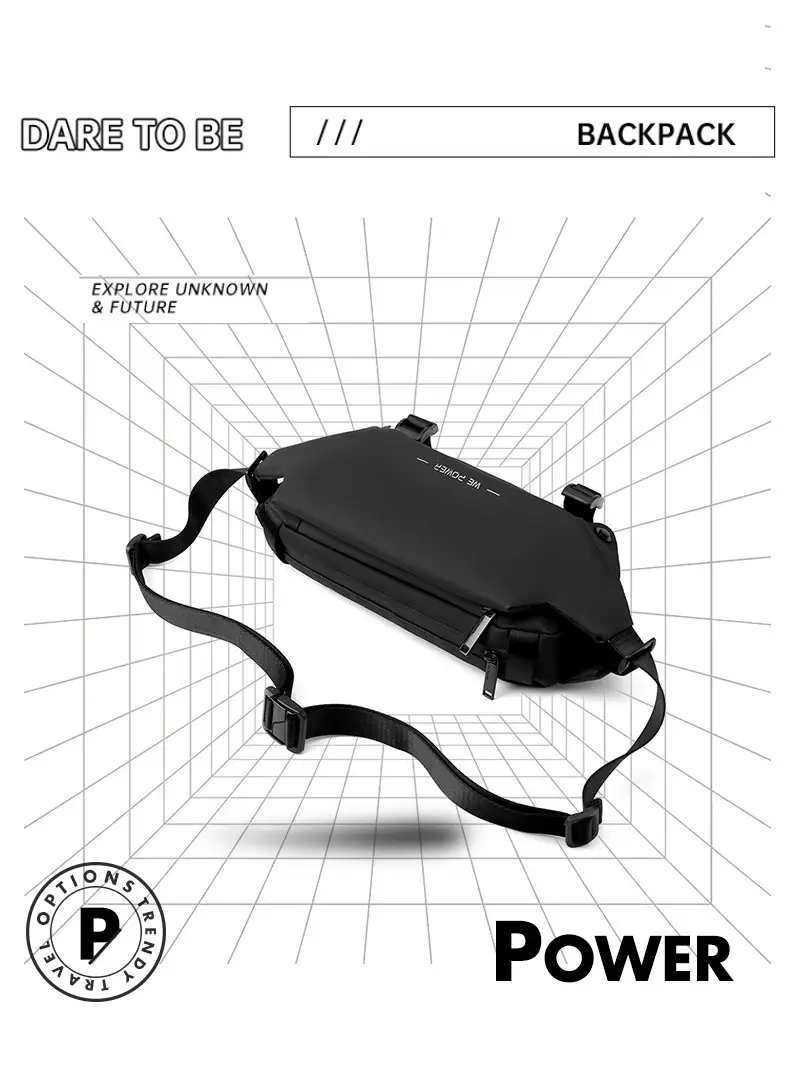 Men's Invisible Water Cup Shoulder Bag Black — feature 4
