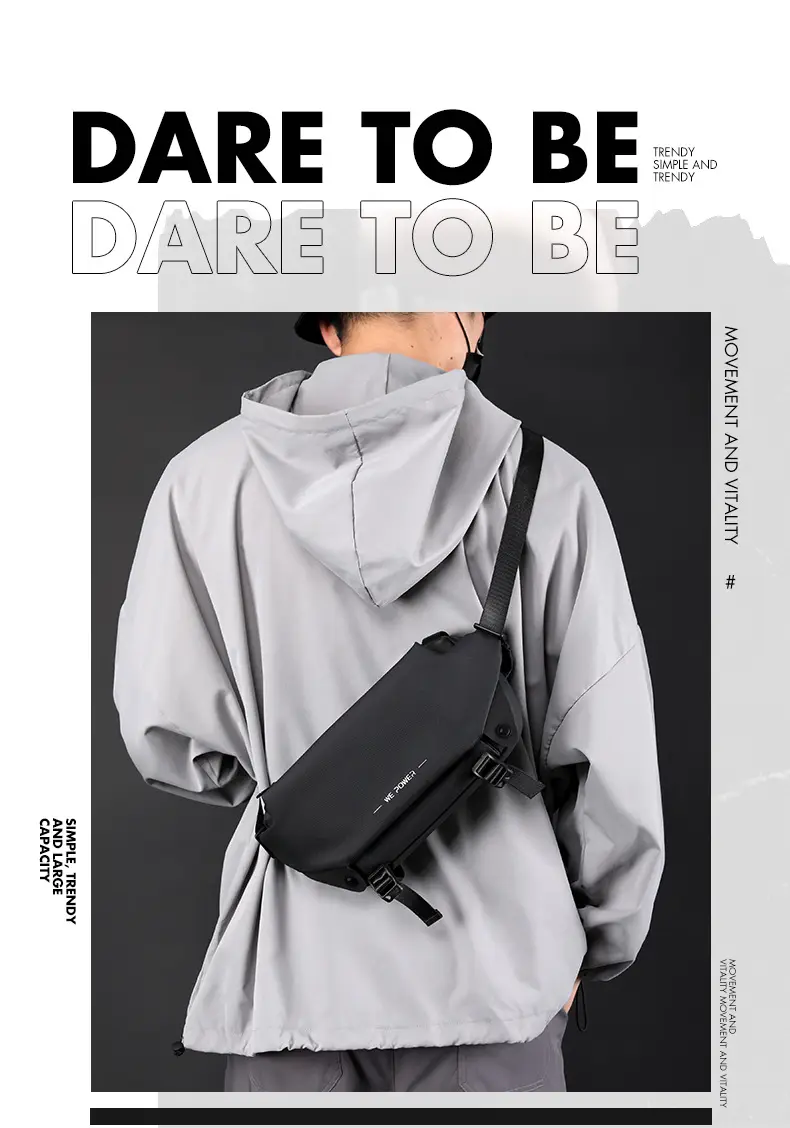 Men's Invisible Water Cup Shoulder Bag Black — feature 5