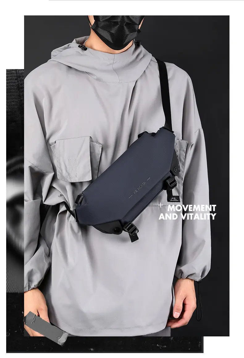 Men's Invisible Water Cup Shoulder Bag Black — feature 6