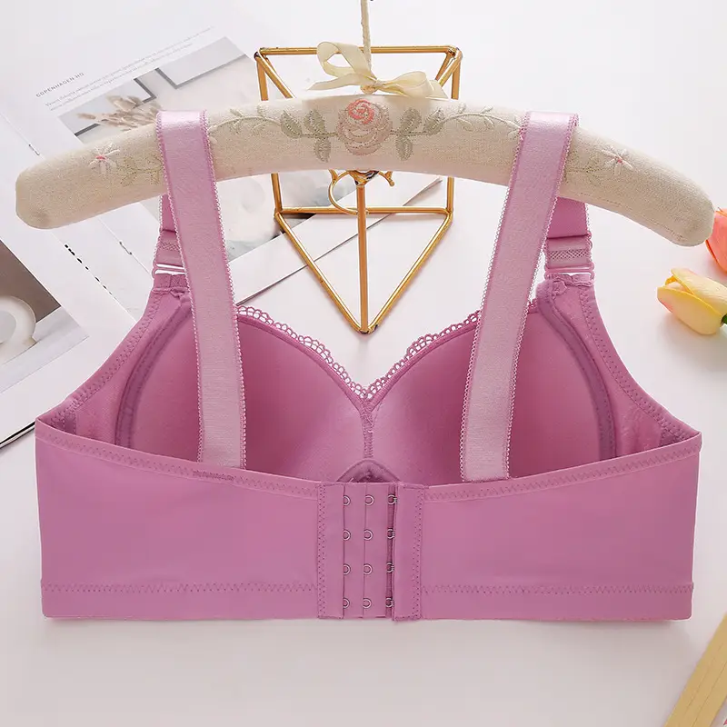 New plus size luxury lace wireless bra side breast contracting big chest small adjustable mom underwear