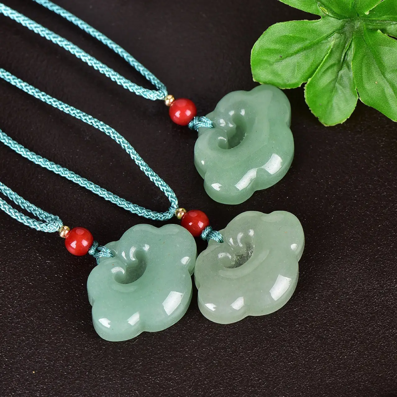 Jade Buddha Pendant with Red Pearl & Blue Bracelet - Image 2
