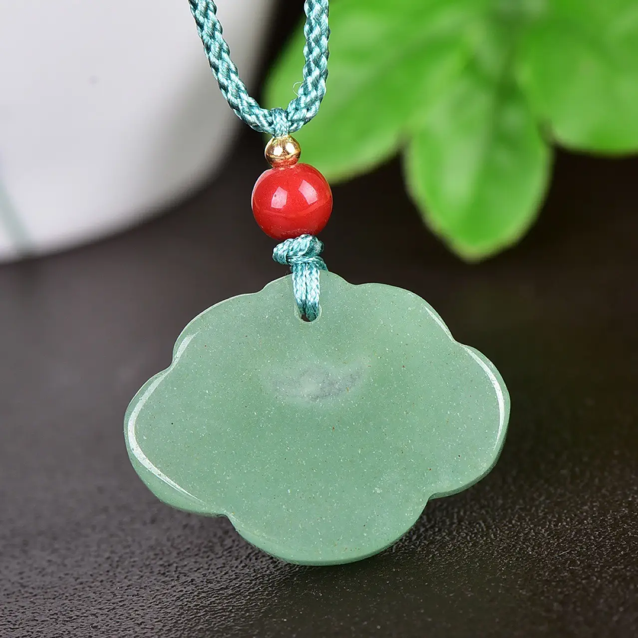 Jade Buddha Pendant with Red Pearl & Blue Bracelet - Image 4
