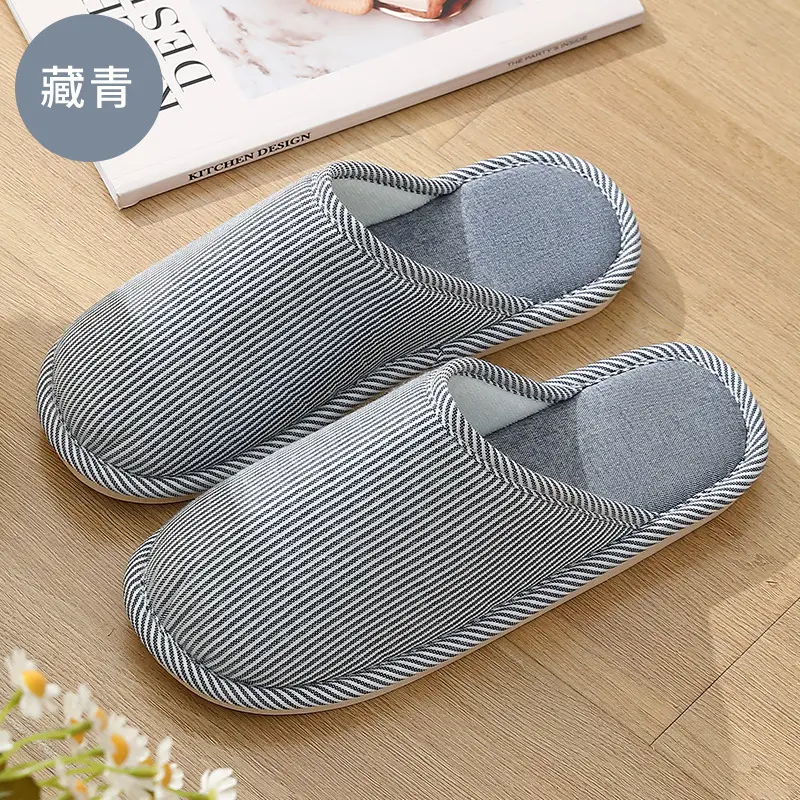 Four-Season Household Linen Slippers for Spring, Autumn, and Winter; Women's Non-Slip Indoor Cotton and Linen Slippers; Men's Wholesale