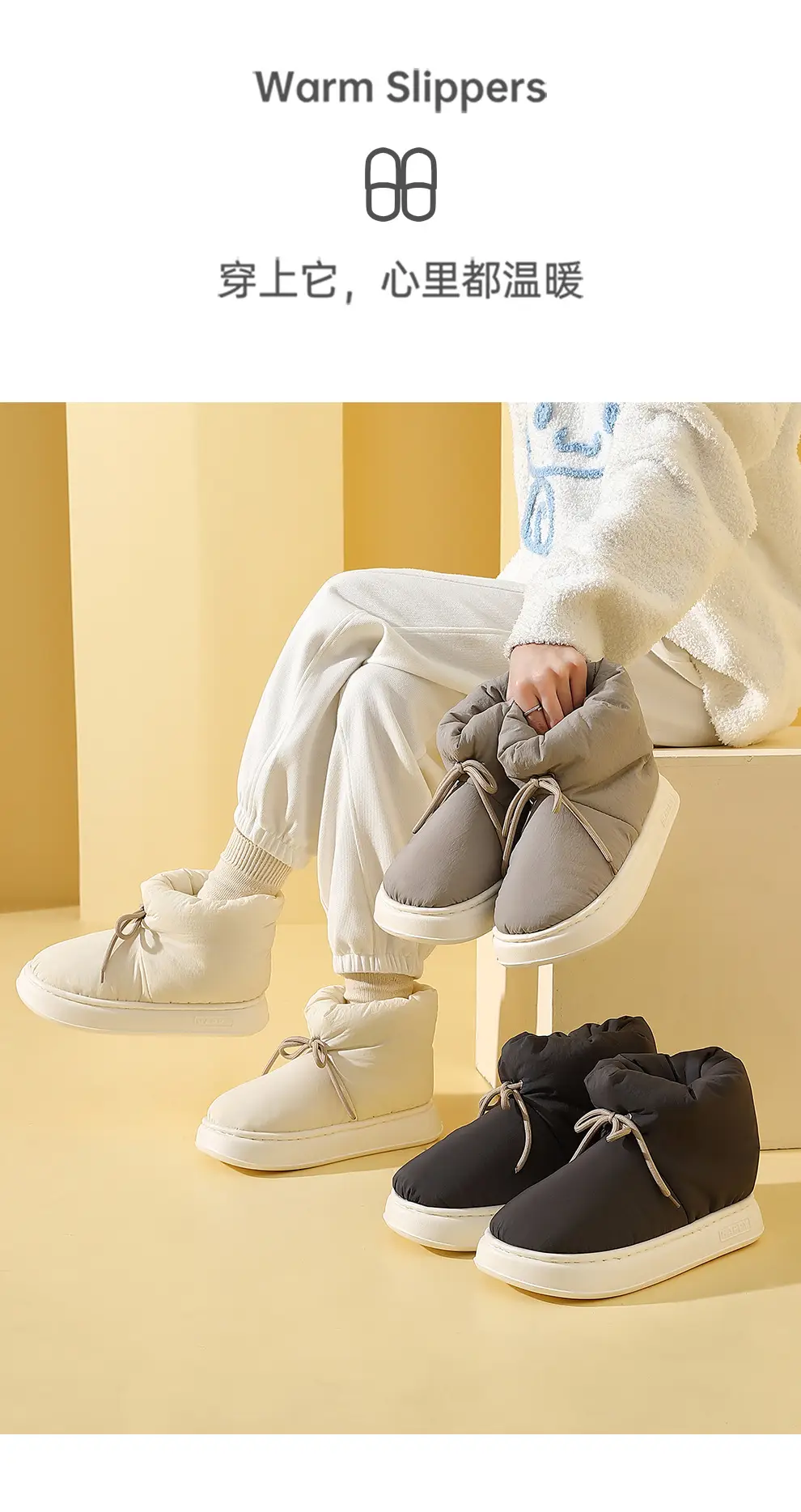 High-Top Cotton Slippers for Women in Winter Indoor Home Household Outer Wear Thick-Soled Plush Warm Waterproof Cotton Shoes for Men Winter Wholesale — feature 10