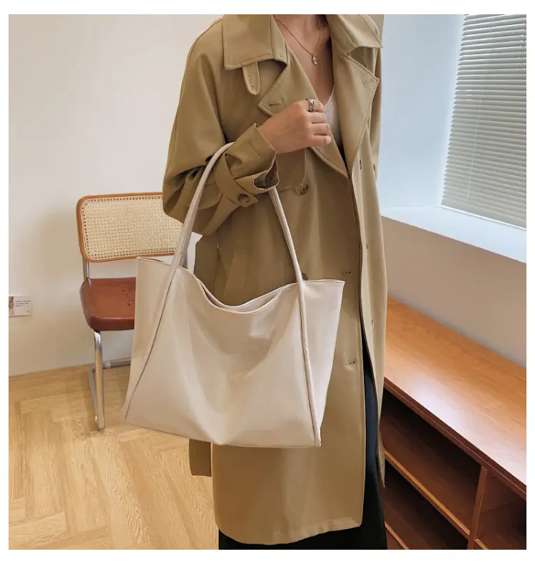 Women's Large Capacity White Tote Bag with Handles — feature 12